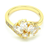 Oro Laminado Multi Stone Ring, Gold Filled Style Teardrop Design, with White Cubic Zirconia, Polished, Golden Finish