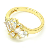 Oro Laminado Multi Stone Ring, Gold Filled Style Teardrop Design, with White Cubic Zirconia, Polished, Golden Finish