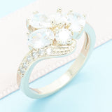 Oro Laminado Multi Stone Ring, Gold Filled Style Teardrop Design, with White Cubic Zirconia, Polished, Golden Finish