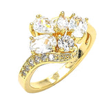 Oro Laminado Multi Stone Ring, Gold Filled Style Teardrop Design, with White Cubic Zirconia, Polished, Golden Finish