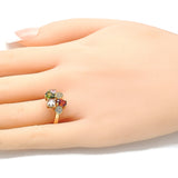 Oro Laminado Multi Stone Ring, Gold Filled Style Teardrop Design, with Multicolor Cubic Zirconia, Polished, Golden Finish