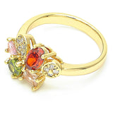 Oro Laminado Multi Stone Ring, Gold Filled Style Teardrop Design, with Multicolor Cubic Zirconia, Polished, Golden Finish
