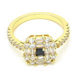 Oro Laminado Multi Stone Ring, Gold Filled Style with Black and White Cubic Zirconia, Polished, Golden Finish