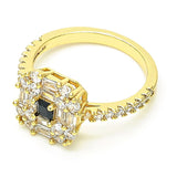 Oro Laminado Multi Stone Ring, Gold Filled Style with Black and White Cubic Zirconia, Polished, Golden Finish