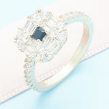 Oro Laminado Multi Stone Ring, Gold Filled Style with Black and White Cubic Zirconia, Polished, Golden Finish
