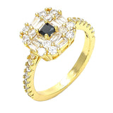 Oro Laminado Multi Stone Ring, Gold Filled Style with Black and White Cubic Zirconia, Polished, Golden Finish