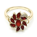 Oro Laminado Multi Stone Ring, Gold Filled Style with Ruby and Dark Amethyst Cubic Zirconia, Polished, Golden Finish