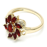 Oro Laminado Multi Stone Ring, Gold Filled Style with Ruby and Dark Amethyst Cubic Zirconia, Polished, Golden Finish