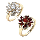 Oro Laminado Multi Stone Ring, Gold Filled Style with Ruby and Dark Amethyst Cubic Zirconia, Polished, Golden Finish