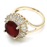Oro Laminado Multi Stone Ring, Gold Filled Style Baguette Design, with Ruby and White Cubic Zirconia, Polished, Golden Finish