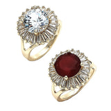 Oro Laminado Multi Stone Ring, Gold Filled Style Baguette Design, with Ruby and White Cubic Zirconia, Polished, Golden Finish