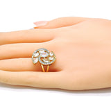 Oro Laminado Multi Stone Ring, Gold Filled Style with White Cubic Zirconia, Polished, Golden Finish