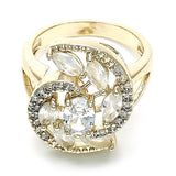Oro Laminado Multi Stone Ring, Gold Filled Style with White Cubic Zirconia, Polished, Golden Finish
