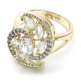 Oro Laminado Multi Stone Ring, Gold Filled Style with White Cubic Zirconia, Polished, Golden Finish
