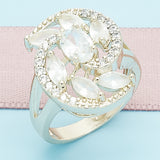 Oro Laminado Multi Stone Ring, Gold Filled Style with White Cubic Zirconia, Polished, Golden Finish
