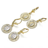 Oro Laminado Dangle Earring, Gold Filled Style Guadalupe Design, Diamond Cutting Finish, Tricolor