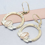 Oro Laminado Dangle Earring, Gold Filled Style Guadalupe Design, Polished, Tricolor
