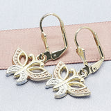 Oro Laminado Dangle Earring, Gold Filled Style Butterfly Design, Polished, Tricolor