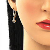 Oro Laminado Dangle Earring, Gold Filled Style with White and Black Micro Pave, Polished, Golden Finish