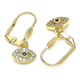 Oro Laminado Dangle Earring, Gold Filled Style with White and Black Micro Pave, Polished, Golden Finish