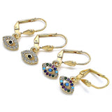 Oro Laminado Dangle Earring, Gold Filled Style with White and Black Micro Pave, Polished, Golden Finish