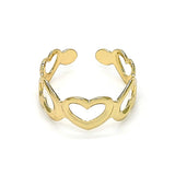 Oro Laminado Toe Ring, Gold Filled Style Heart Design, Polished, Golden Finish
