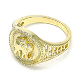 Oro Laminado Elegant Ring, Gold Filled Style Elephant Design, Polished, Golden Finish