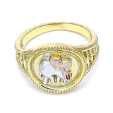Oro Laminado Elegant Ring, Gold Filled Style Elephant Design, Polished, Tricolor
