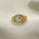 Oro Laminado Elegant Ring, Gold Filled Style Elephant Design, Polished, Tricolor