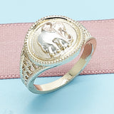 Oro Laminado Elegant Ring, Gold Filled Style Elephant Design, Polished, Tricolor