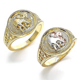 Oro Laminado Elegant Ring, Gold Filled Style Elephant Design, Polished, Tricolor