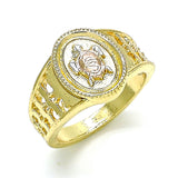 Oro Laminado Elegant Ring, Gold Filled Style Turtle Design, Polished, Tricolor