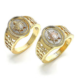 Oro Laminado Elegant Ring, Gold Filled Style Turtle Design, Polished, Tricolor