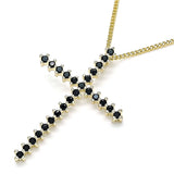 Oro Laminado Pendant Necklace, Gold Filled Style Cross Design, with Black Cubic Zirconia, Polished, Golden Finish