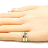 Oro Laminado Baby Ring, Gold Filled Style Heart Design, with White Micro Pave, Polished, Golden Finish