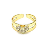 Oro Laminado Baby Ring, Gold Filled Style Heart Design, with White Micro Pave, Polished, Golden Finish