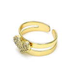 Oro Laminado Baby Ring, Gold Filled Style Heart Design, with White Micro Pave, Polished, Golden Finish