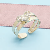 Oro Laminado Baby Ring, Gold Filled Style Heart Design, with White Micro Pave, Polished, Golden Finish