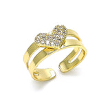 Oro Laminado Baby Ring, Gold Filled Style Heart Design, with White Micro Pave, Polished, Golden Finish