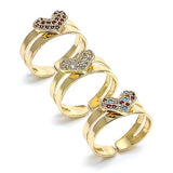 Oro Laminado Baby Ring, Gold Filled Style Heart Design, with White Micro Pave, Polished, Golden Finish