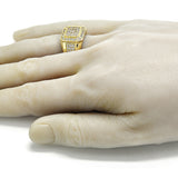 Oro Laminado Mens Ring, Gold Filled Style with White Micro Pave, Polished, Golden Finish