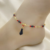 Oro Laminado Charm Anklet , Gold Filled Style Polished, Golden Finish