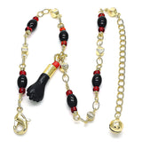 Oro Laminado Charm Anklet , Gold Filled Style Polished, Golden Finish