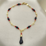 Oro Laminado Charm Anklet , Gold Filled Style Polished, Golden Finish