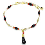 Oro Laminado Charm Anklet , Gold Filled Style Polished, Golden Finish
