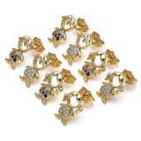 Oro Laminado Stud Earring, Gold Filled Style Little Boy Design, with Multicolor Micro Pave, Polished, Golden Finish