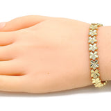 Oro Laminado Solid Bracelet, Gold Filled Style Butterfly Design, Diamond Cutting Finish, Golden Finish