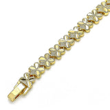 Oro Laminado Solid Bracelet, Gold Filled Style Butterfly Design, Diamond Cutting Finish, Golden Finish