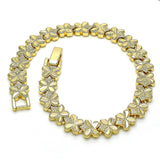 Oro Laminado Solid Bracelet, Gold Filled Style Butterfly Design, Diamond Cutting Finish, Golden Finish