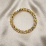 Oro Laminado Solid Bracelet, Gold Filled Style Butterfly Design, Diamond Cutting Finish, Golden Finish
